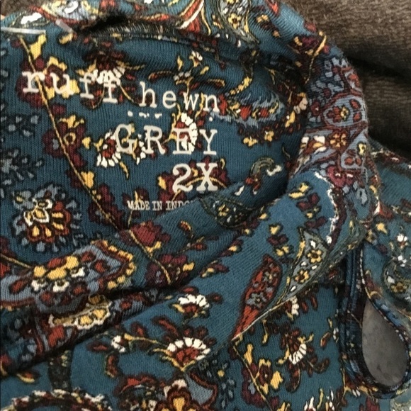 Ruff Hewn Turquoise paisley print 2x Blouse - Picture 3 of 15